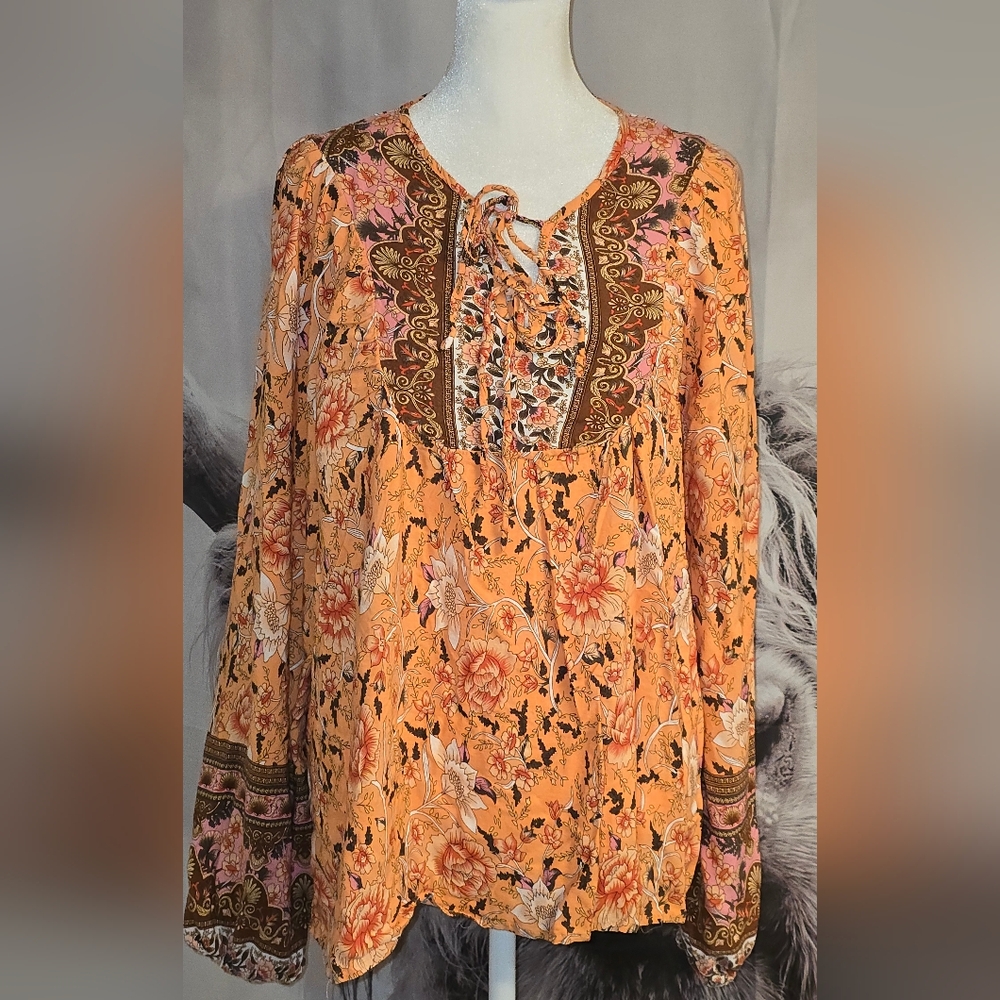 Floral Bohemian Blouse - Orange